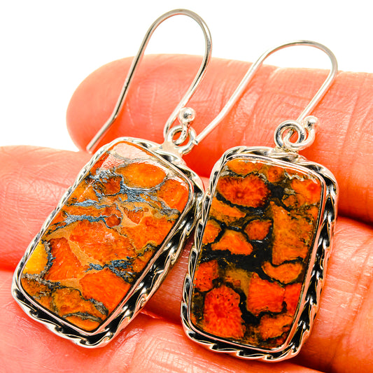 Orange Copper Composite Turquoise Earrings handcrafted by Ana Silver Co - EARR426000