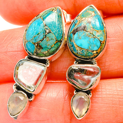 Blue Copper Composite Turquoise Earrings handcrafted by Ana Silver Co - EARR426009