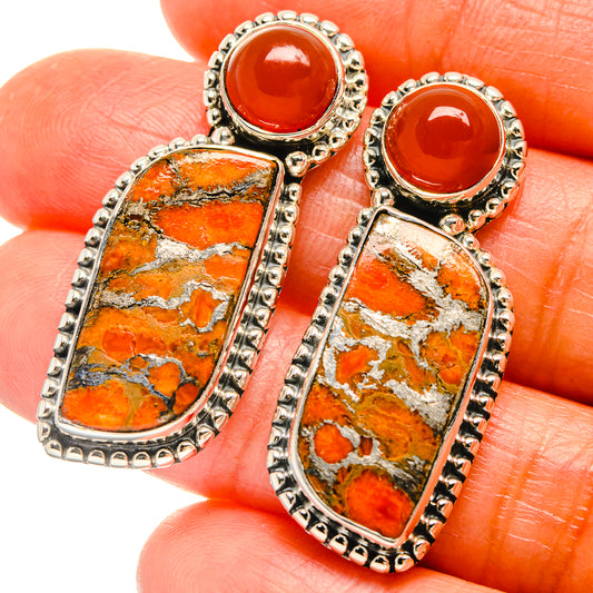 Orange Copper Composite Turquoise Earrings handcrafted by Ana Silver Co - EARR426013