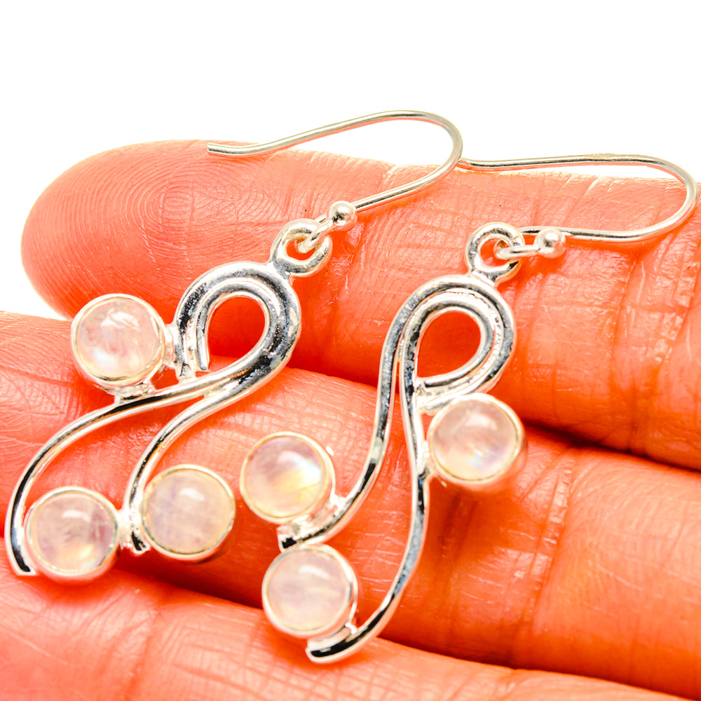 Rainbow Moonstone Earrings handcrafted by Ana Silver Co - EARR426018