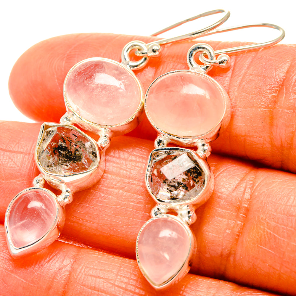 Rose Quartz Earrings handcrafted by Ana Silver Co - EARR426019