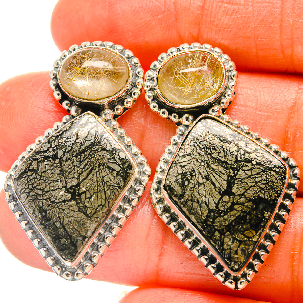 Pyrite Agate Earrings handcrafted by Ana Silver Co - EARR426025