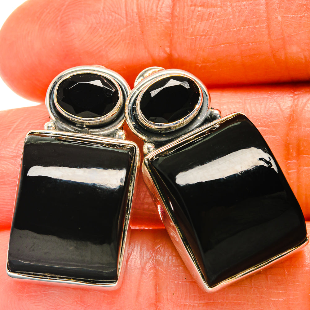 Black Onyx Earrings handcrafted by Ana Silver Co - EARR426034