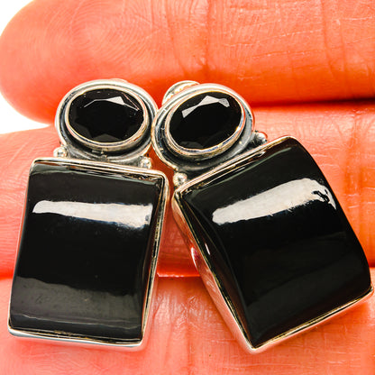 Black Onyx Earrings handcrafted by Ana Silver Co - EARR426034