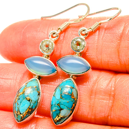 Blue Copper Composite Turquoise Earrings handcrafted by Ana Silver Co - EARR426038