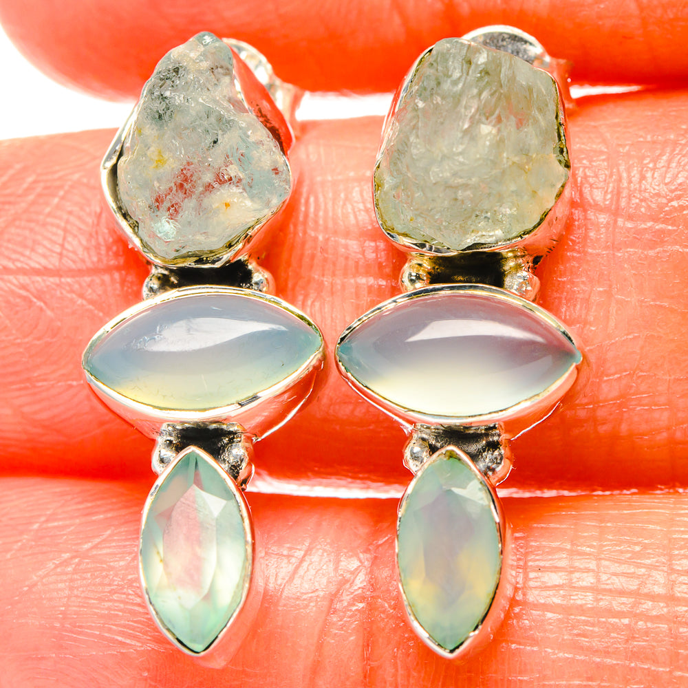 Aqua Chalcedony Earrings handcrafted by Ana Silver Co - EARR426039