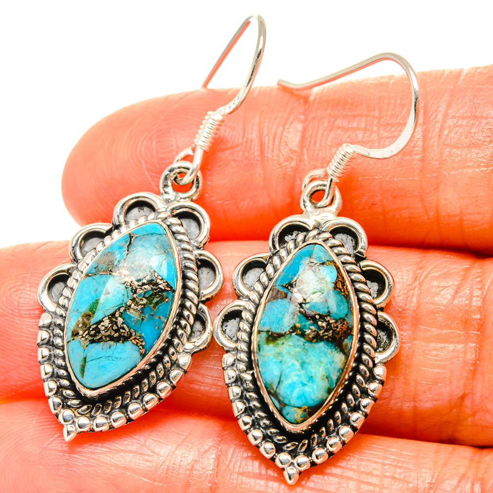 Blue Copper Composite Turquoise Earrings handcrafted by Ana Silver Co - EARR426046
