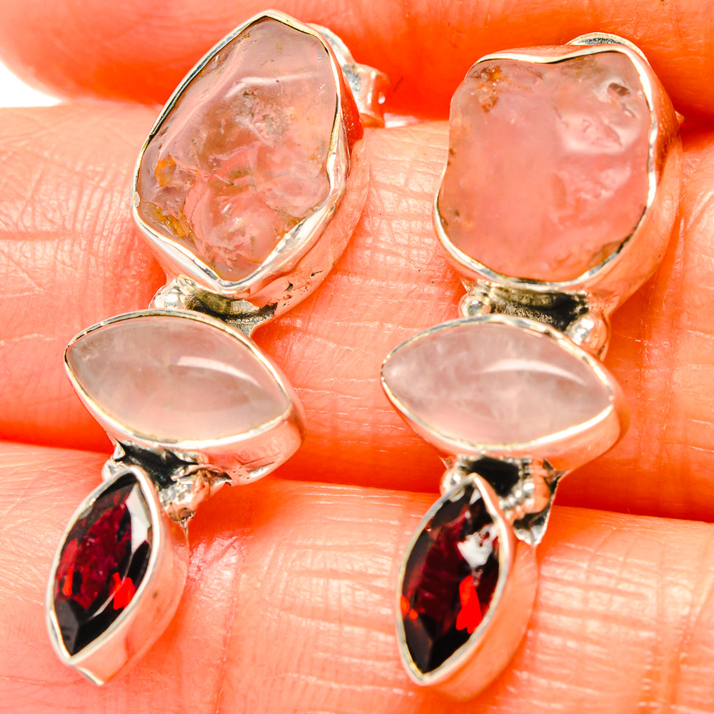 Rose Quartz Earrings handcrafted by Ana Silver Co - EARR426061
