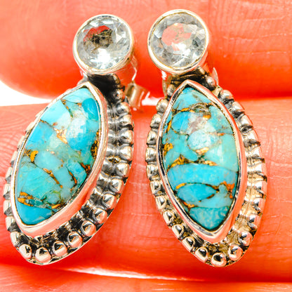 Blue Copper Composite Turquoise Earrings handcrafted by Ana Silver Co - EARR426062