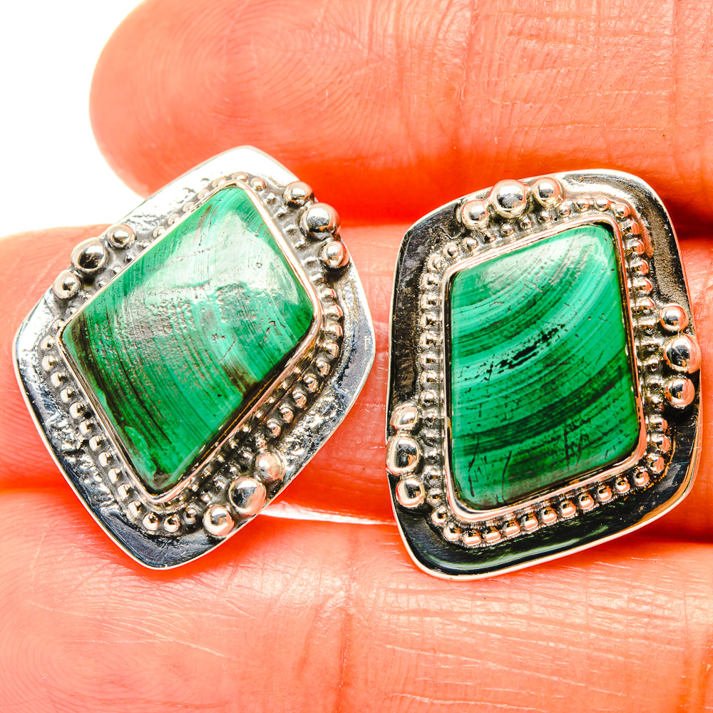 Malachite Earrings handcrafted by Ana Silver Co - EARR426063