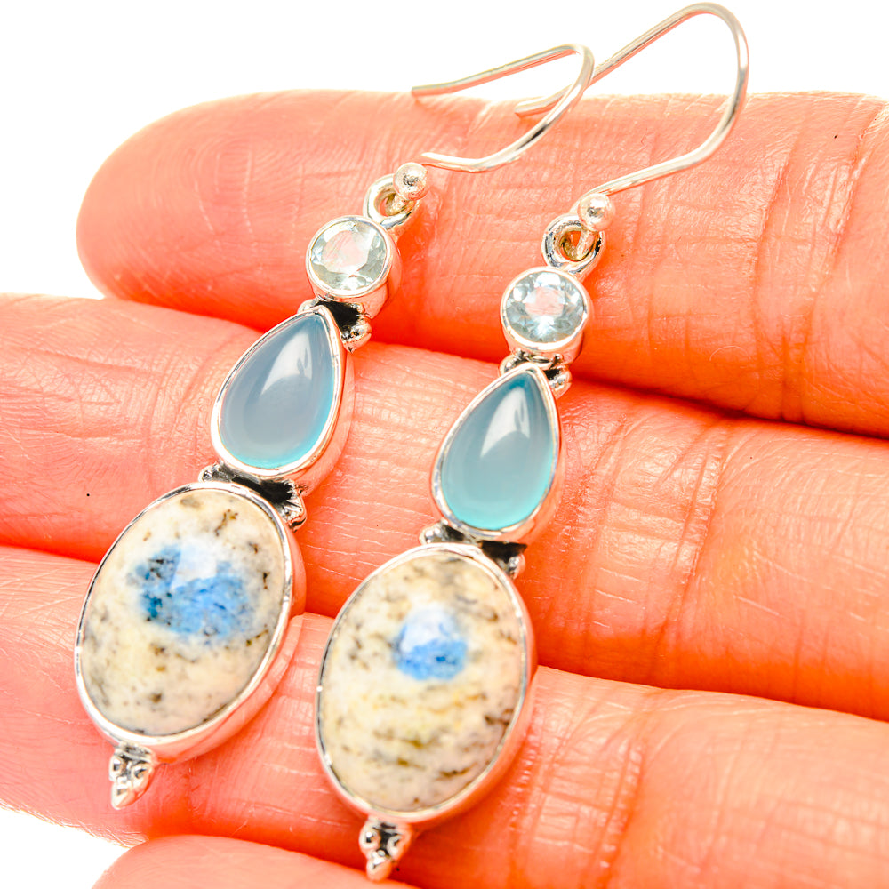 K2 Blue Azurite Earrings handcrafted by Ana Silver Co - EARR426066
