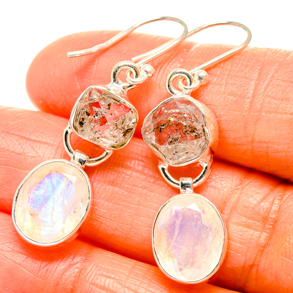 Rainbow Moonstone Earrings handcrafted by Ana Silver Co - EARR426074