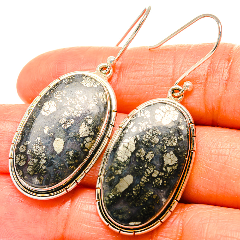 Pyrite Agate Earrings handcrafted by Ana Silver Co - EARR426080