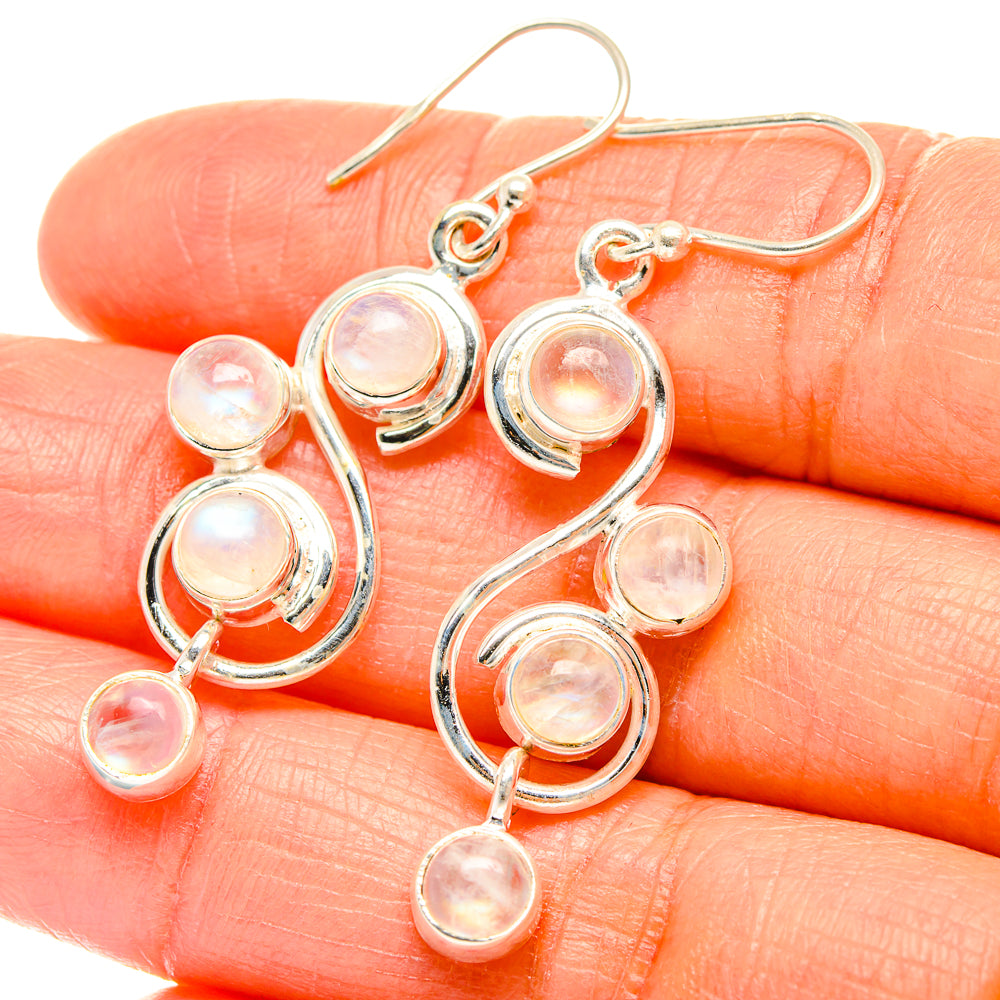 Rainbow Moonstone Earrings handcrafted by Ana Silver Co - EARR426086