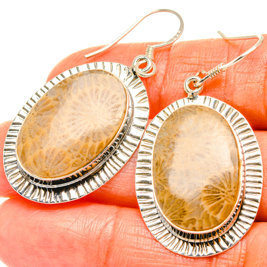 Fossil Coral Earrings handcrafted by Ana Silver Co - EARR426087