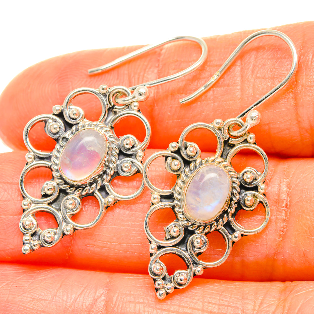 Rainbow Moonstone Earrings handcrafted by Ana Silver Co - EARR426095