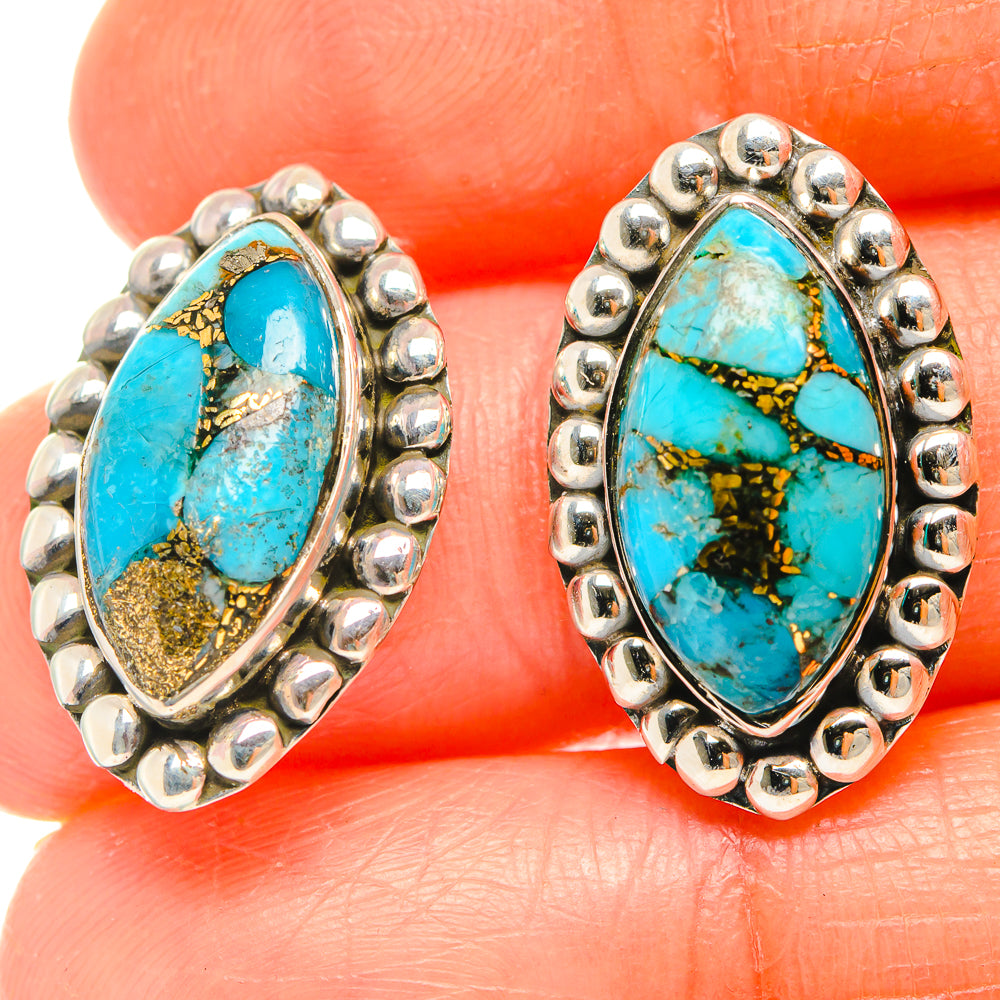Blue Copper Composite Turquoise Earrings handcrafted by Ana Silver Co - EARR426112