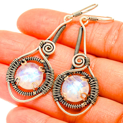 Rainbow Moonstone Earrings handcrafted by Ana Silver Co - EARR426115