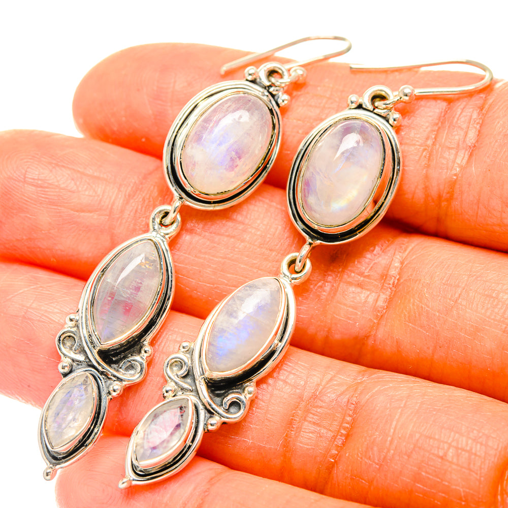 Rainbow Moonstone Earrings handcrafted by Ana Silver Co - EARR426117