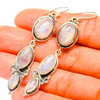 Rainbow Moonstone Earrings handcrafted by Ana Silver Co - EARR426117