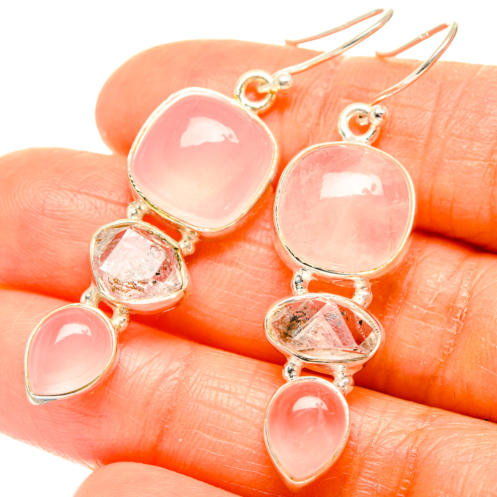 Rose Quartz Earrings handcrafted by Ana Silver Co - EARR426126