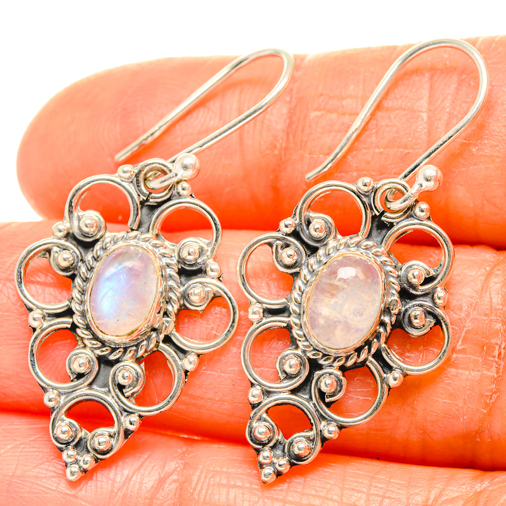 Rainbow Moonstone Earrings handcrafted by Ana Silver Co - EARR426128