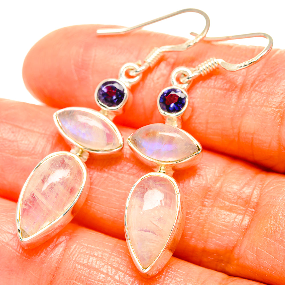 Rainbow Moonstone Earrings handcrafted by Ana Silver Co - EARR426141