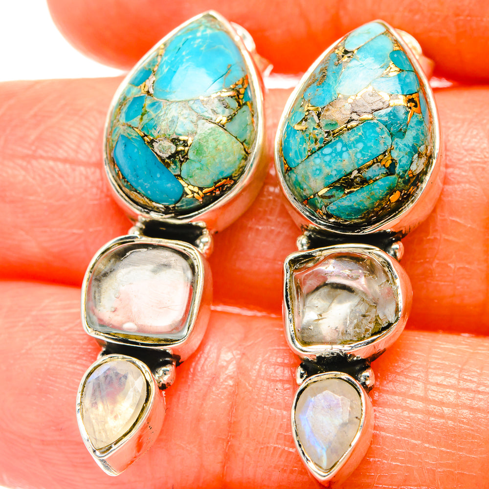 Blue Copper Composite Turquoise Earrings handcrafted by Ana Silver Co - EARR426142