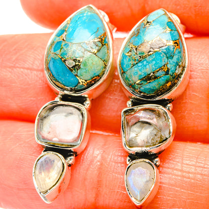 Blue Copper Composite Turquoise Earrings handcrafted by Ana Silver Co - EARR426142
