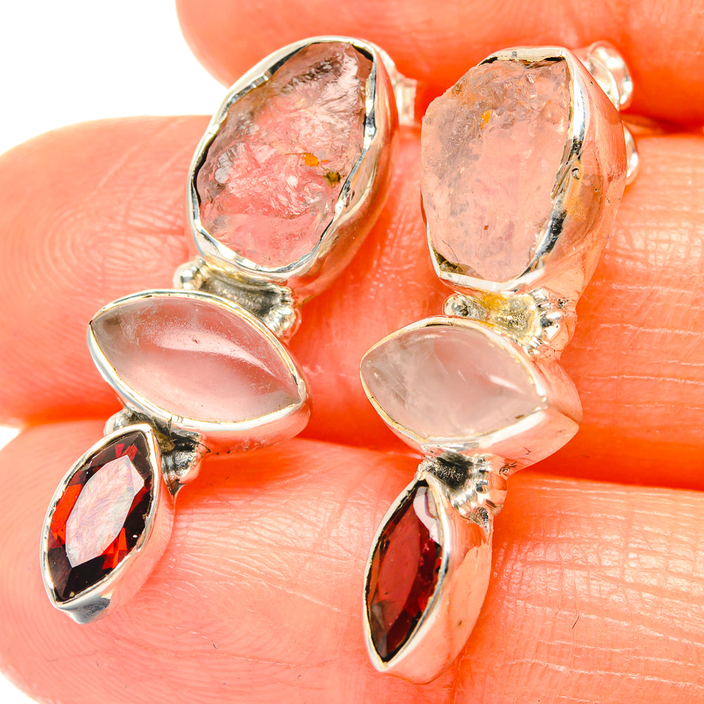 Rose Quartz Earrings handcrafted by Ana Silver Co - EARR426153