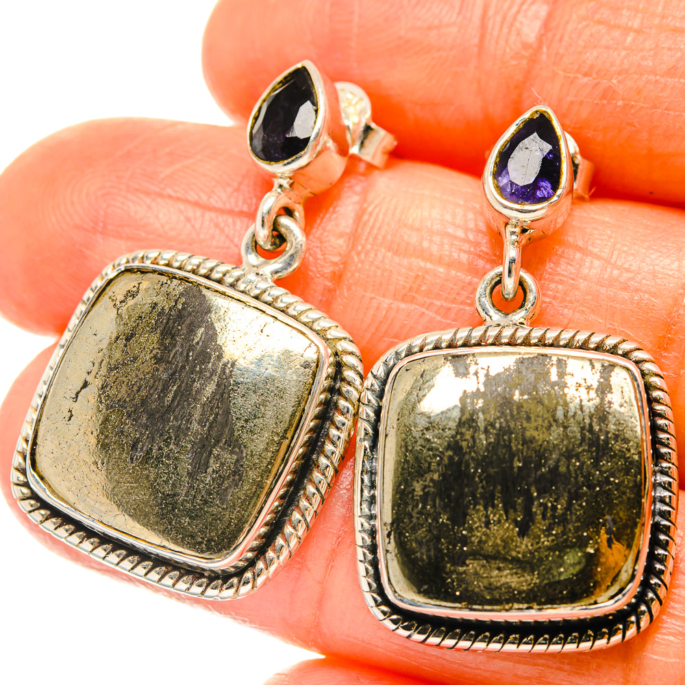 Pyrite Agate Earrings handcrafted by Ana Silver Co - EARR426155