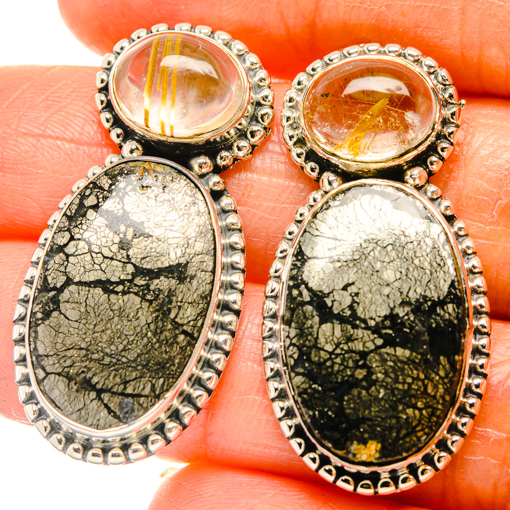 Pyrite Agate Earrings handcrafted by Ana Silver Co - EARR426156