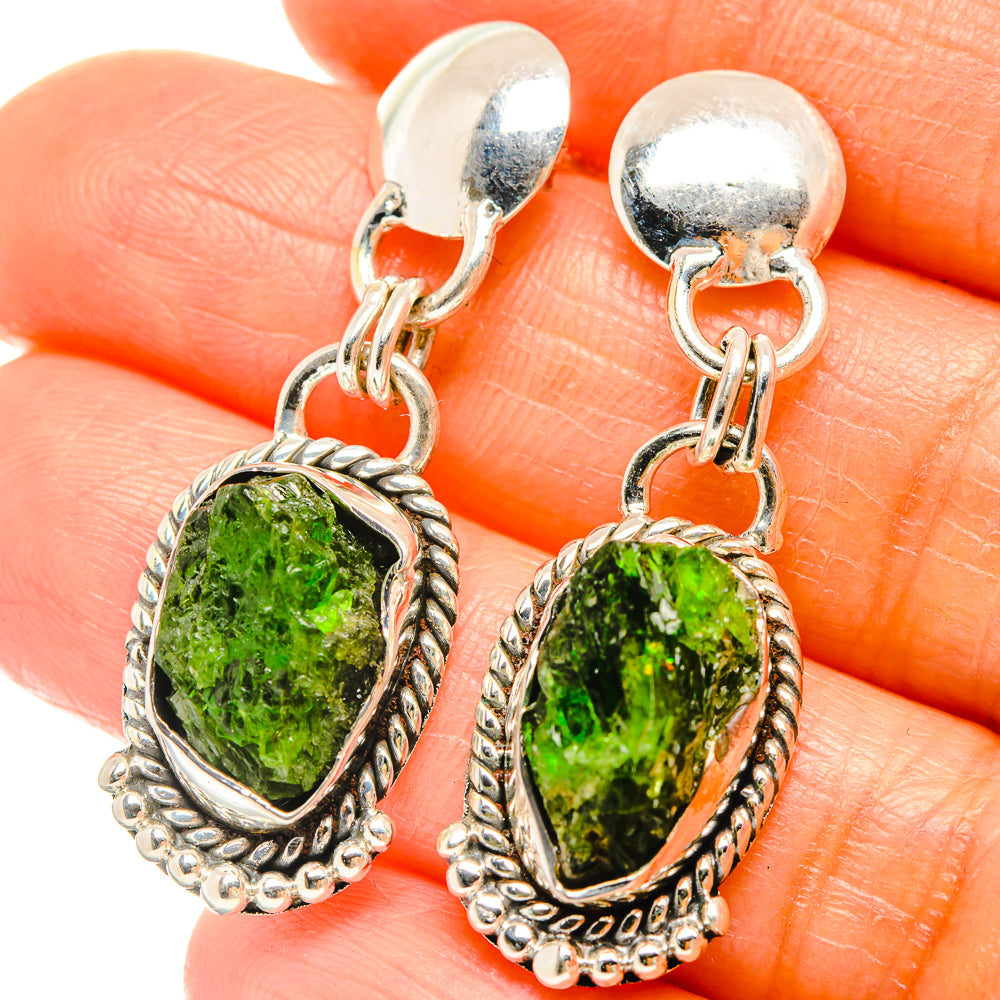 Chrome Diopside Earrings handcrafted by Ana Silver Co - EARR426157