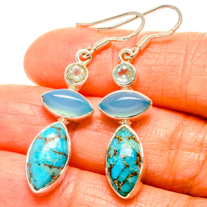Blue Copper Composite Turquoise Earrings handcrafted by Ana Silver Co - EARR426163
