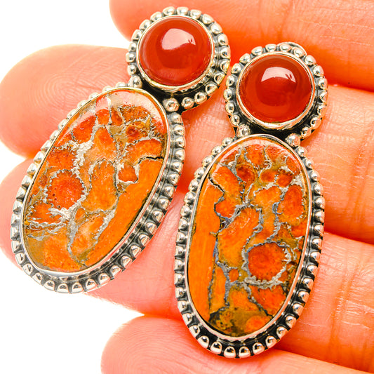 Orange Copper Composite Turquoise Earrings handcrafted by Ana Silver Co - EARR426166