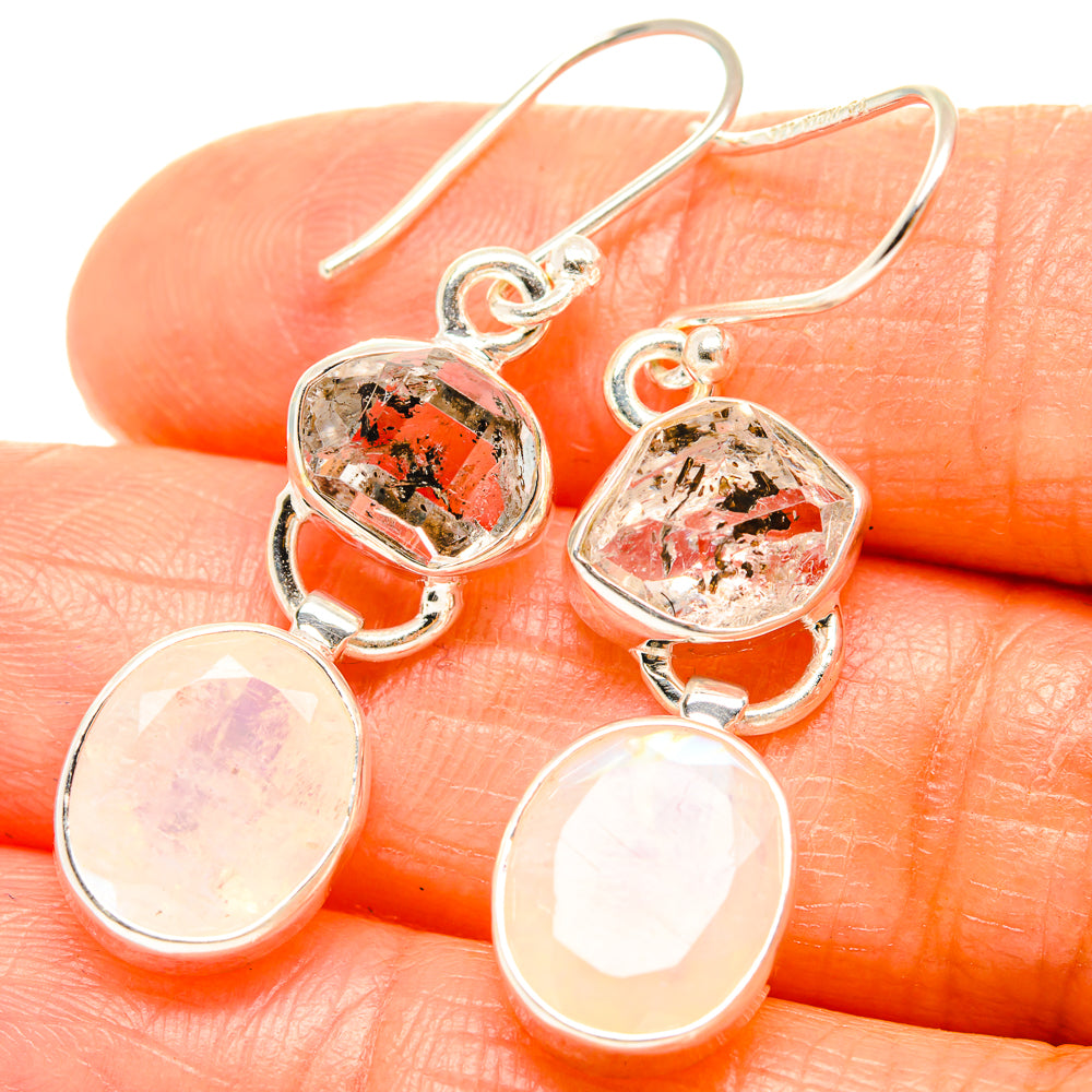 Rainbow Moonstone Earrings handcrafted by Ana Silver Co - EARR426168