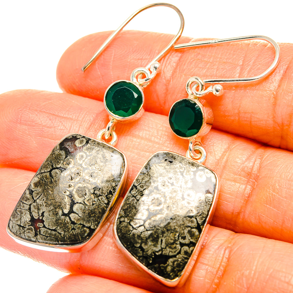 Pyrite Agate Earrings handcrafted by Ana Silver Co - EARR426178