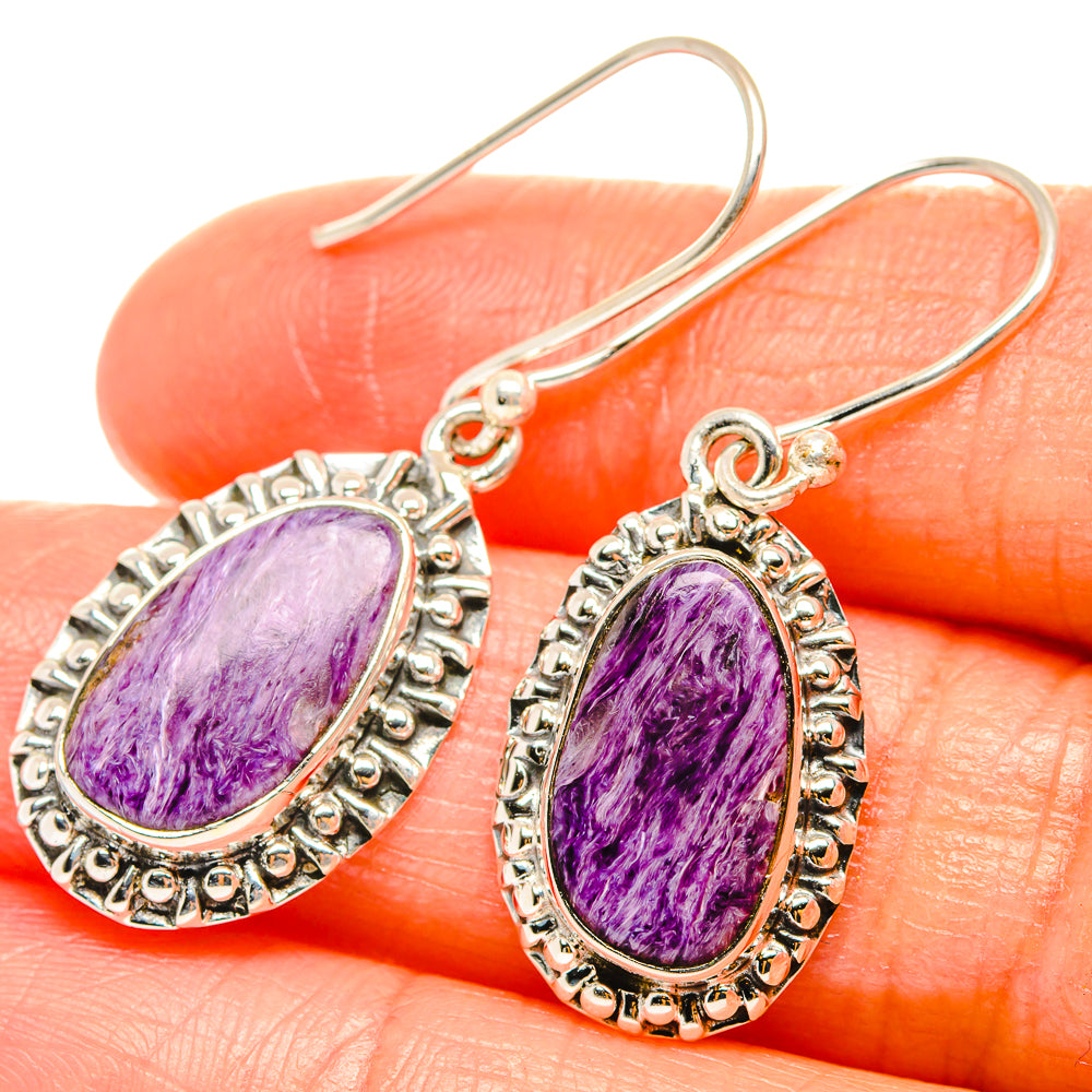 Charoite Earrings handcrafted by Ana Silver Co - EARR426187