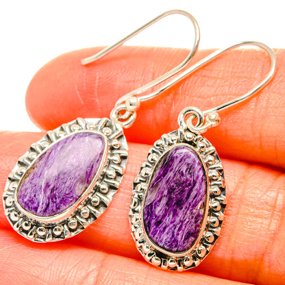 Charoite Earrings handcrafted by Ana Silver Co - EARR426187