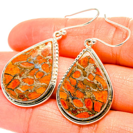 Orange Copper Composite Turquoise Earrings handcrafted by Ana Silver Co - EARR426188