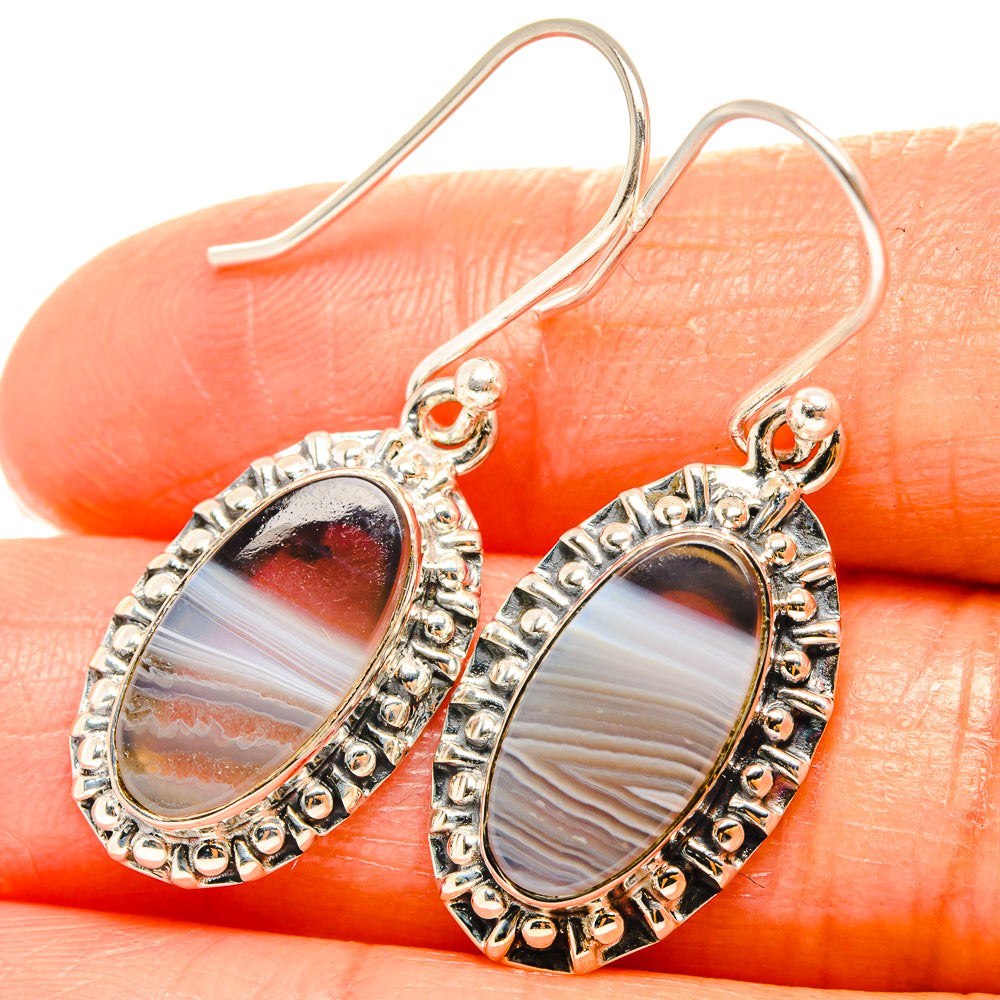 Botswana Agate Earrings handcrafted by Ana Silver Co - EARR426194