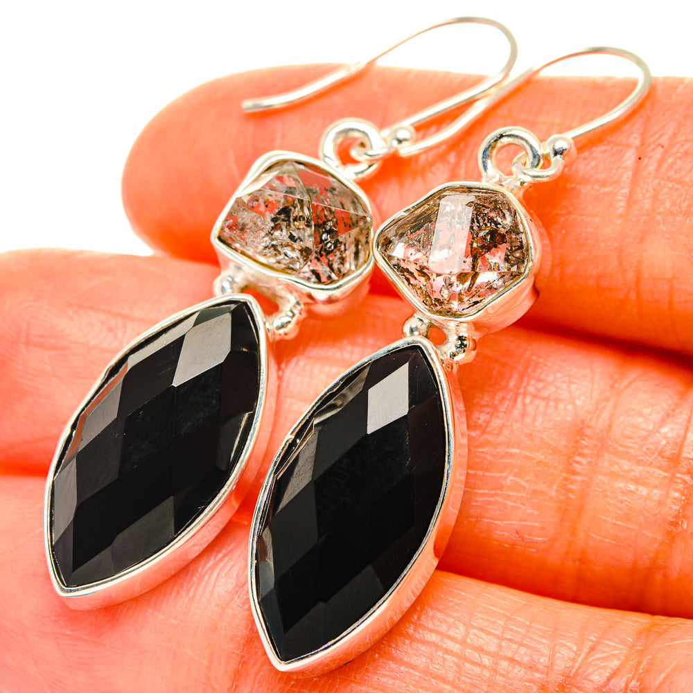 Black Onyx Earrings handcrafted by Ana Silver Co - EARR426199