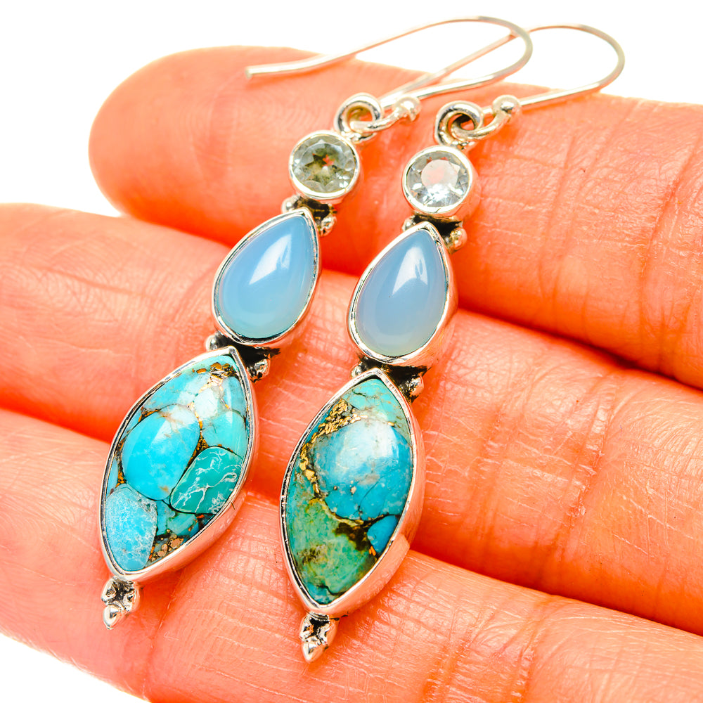 Blue Copper Composite Turquoise Earrings handcrafted by Ana Silver Co - EARR426217