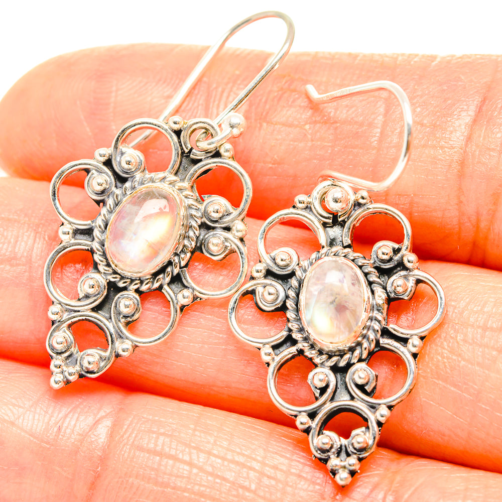 Rainbow Moonstone Earrings handcrafted by Ana Silver Co - EARR426246