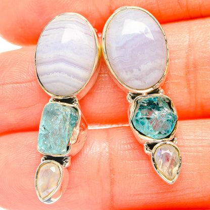 Blue Lace Agate Earrings handcrafted by Ana Silver Co - EARR426254
