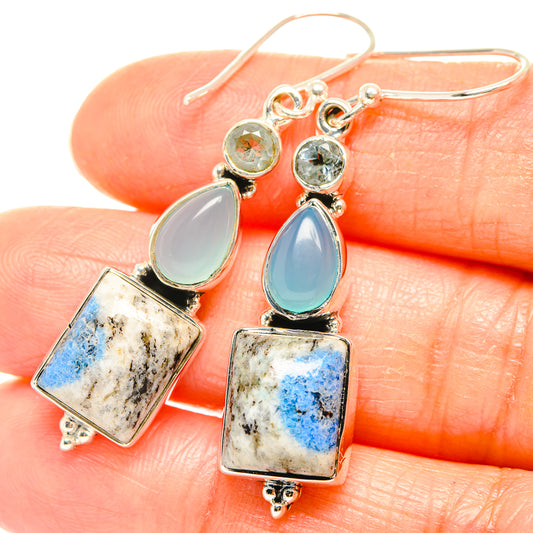 K2 Blue Azurite Earrings handcrafted by Ana Silver Co - EARR426255