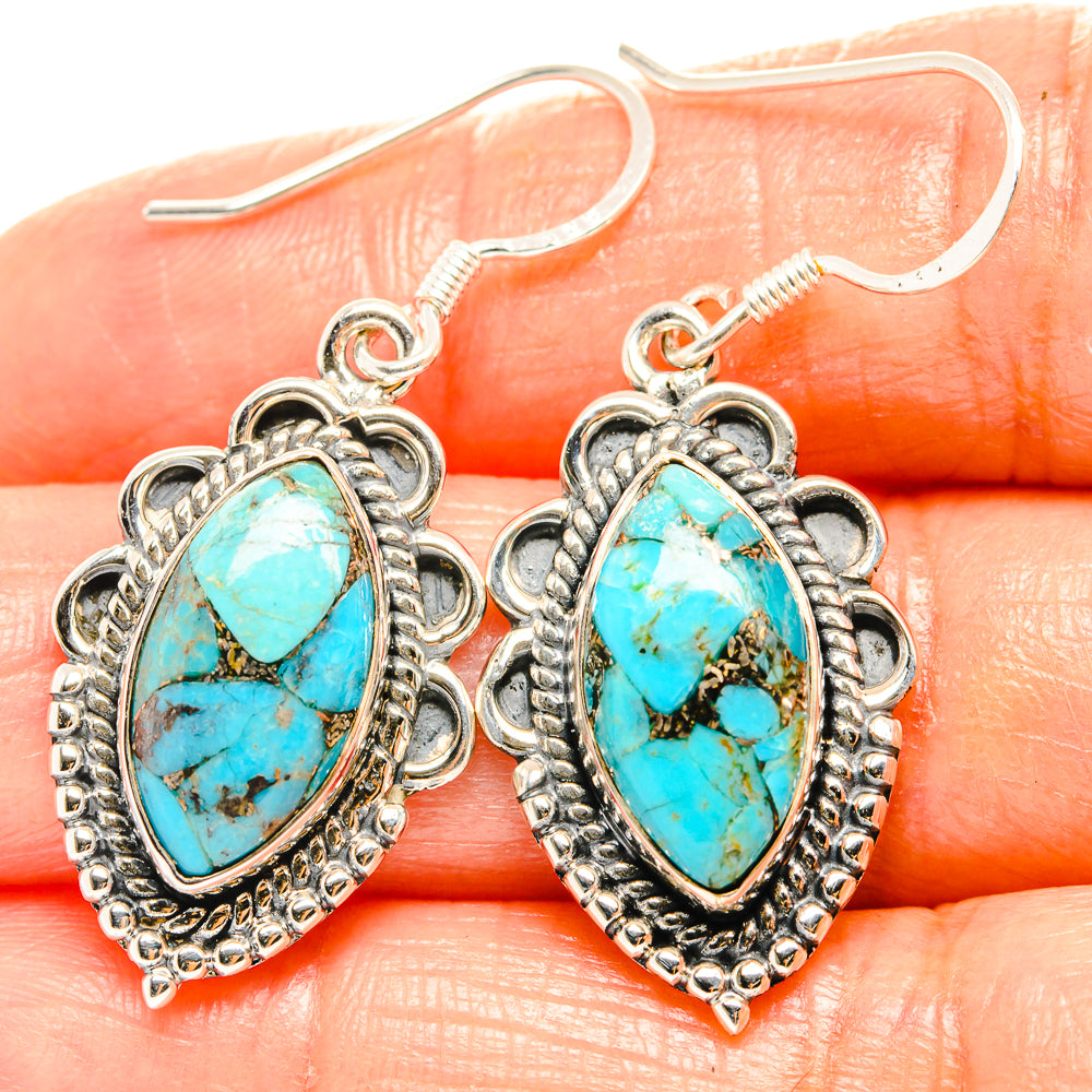 Blue Copper Composite Turquoise Earrings handcrafted by Ana Silver Co - EARR426259