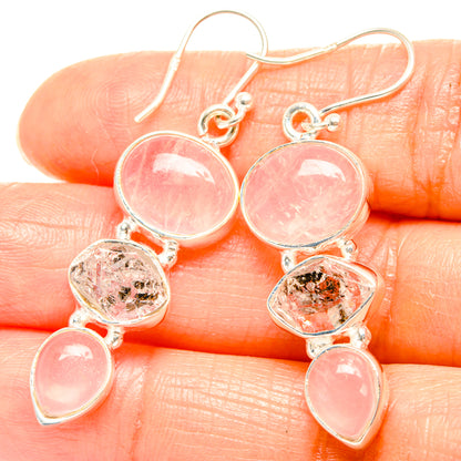 Rose Quartz Earrings handcrafted by Ana Silver Co - EARR426268