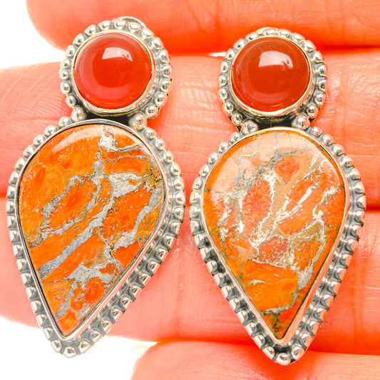 Orange Copper Composite Turquoise Earrings handcrafted by Ana Silver Co - EARR426274