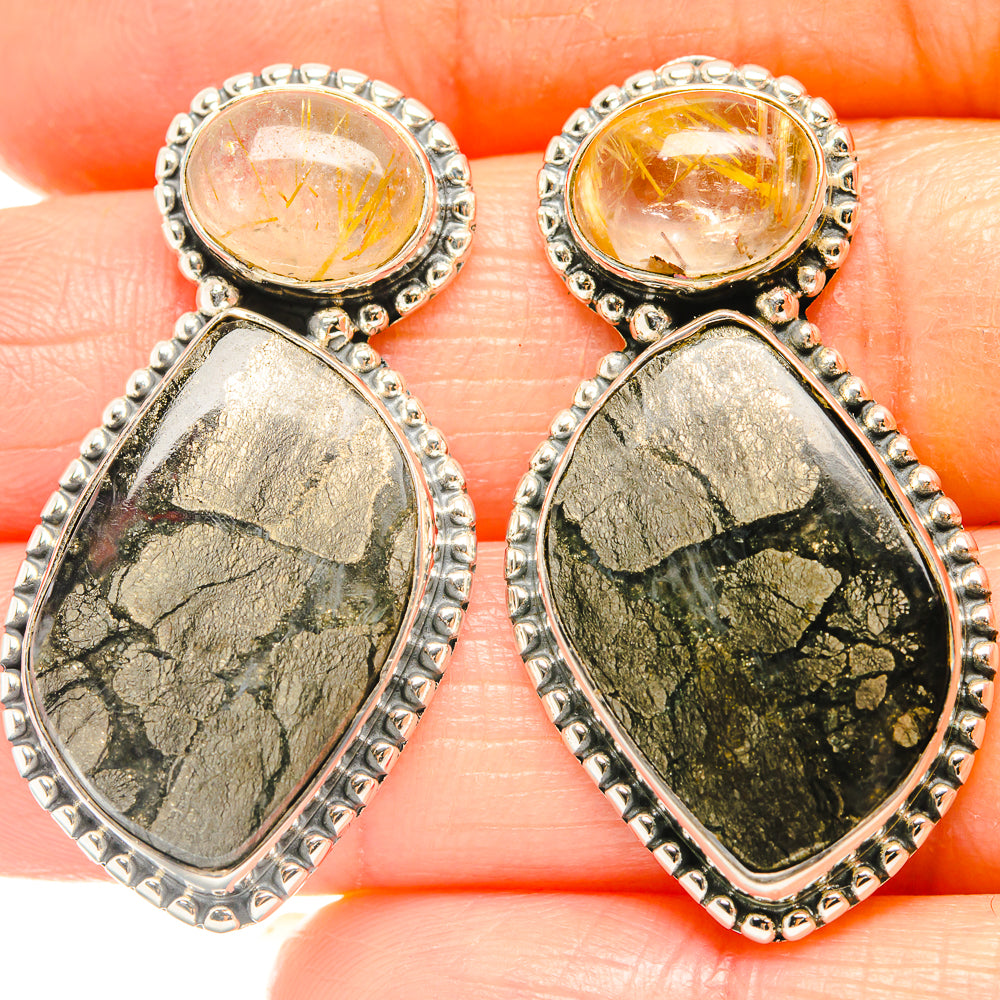 Pyrite Agate Earrings handcrafted by Ana Silver Co - EARR426281